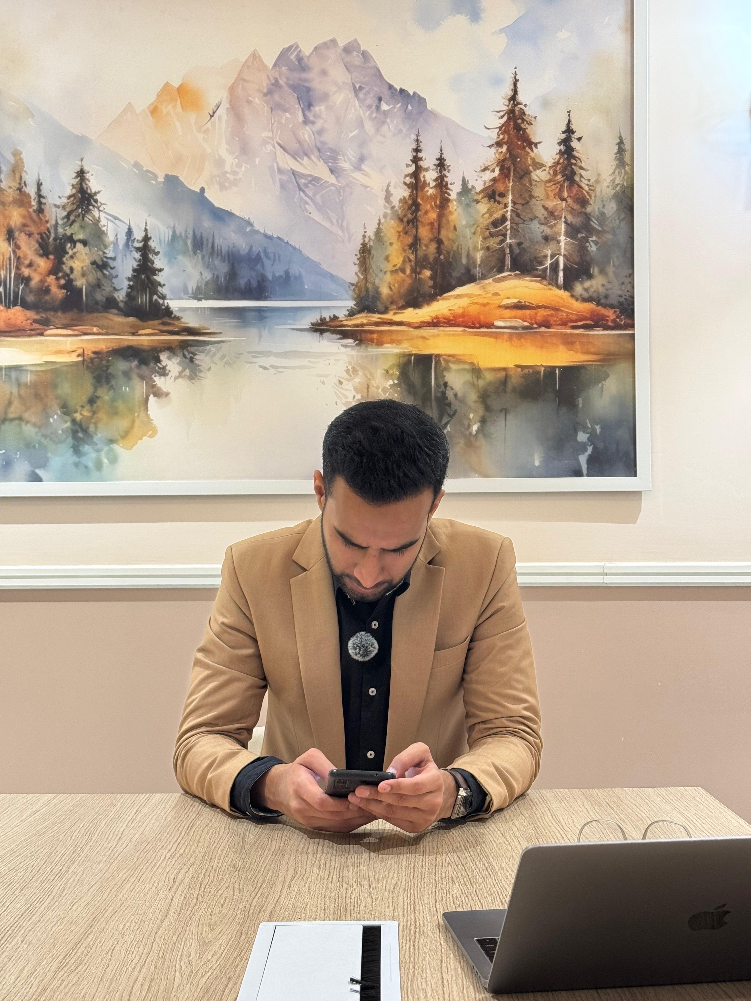 Personal trainer with laptop